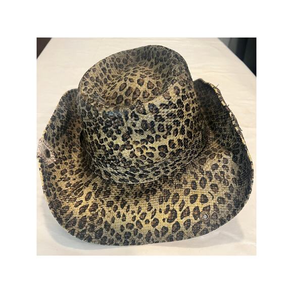 Peter Grimm Womens Cowboy Hat Straw Leopard Animal Print Rabbit One Size - Picture 6 of 6